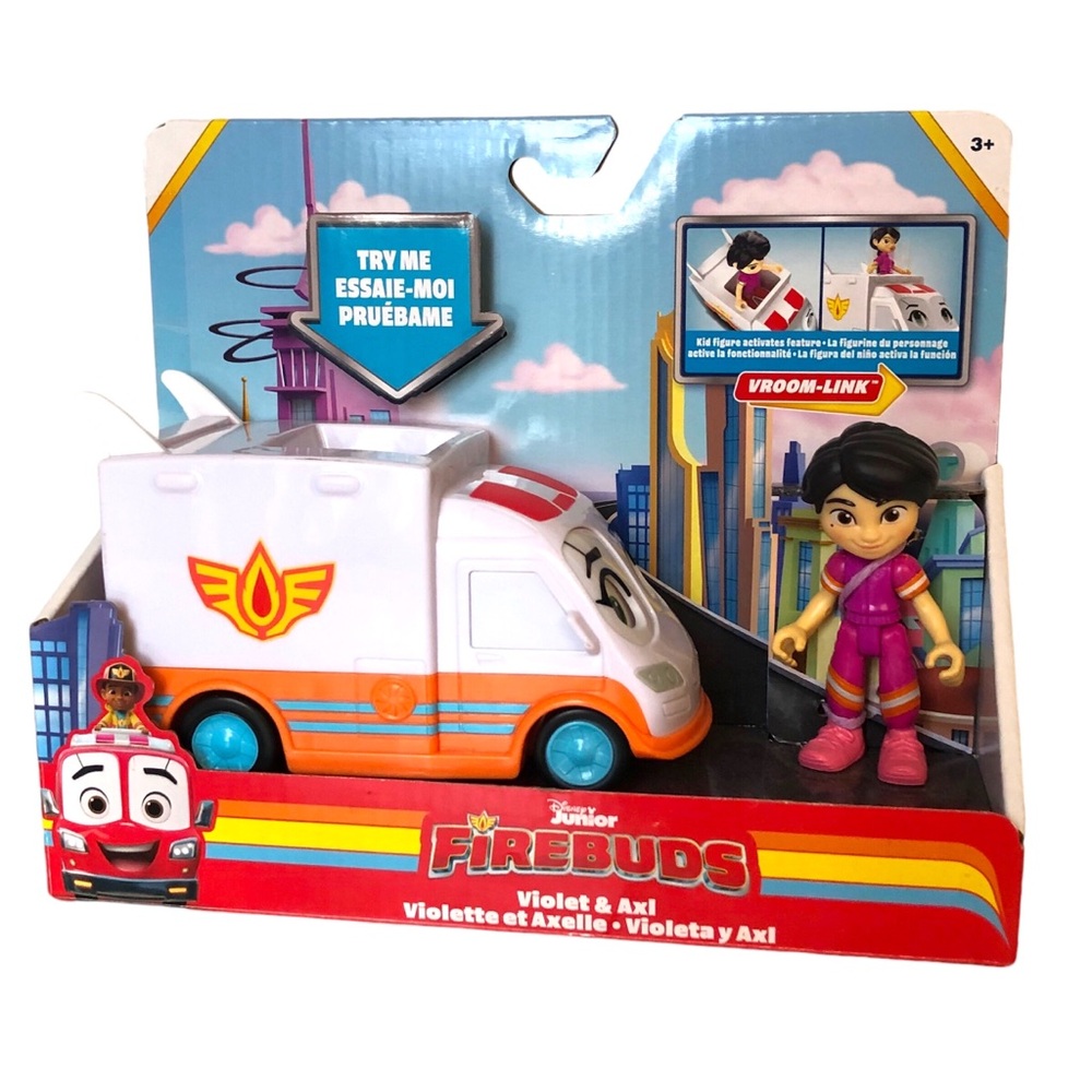 Spinmaster - Disney Junior Firebuds Violet & Axl Figure & Ambulance Vehicle Set